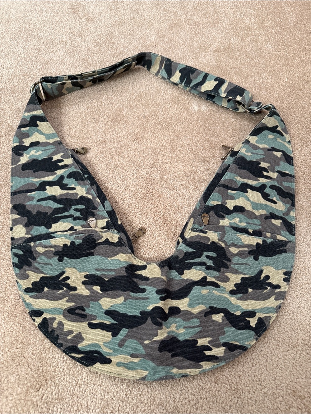 Sash Bag Canvas Camouflage Crossbody Sling Bag - Green Camo
